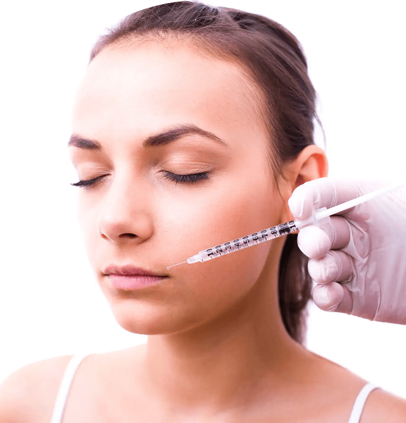 Woman receiving dermal filler injection