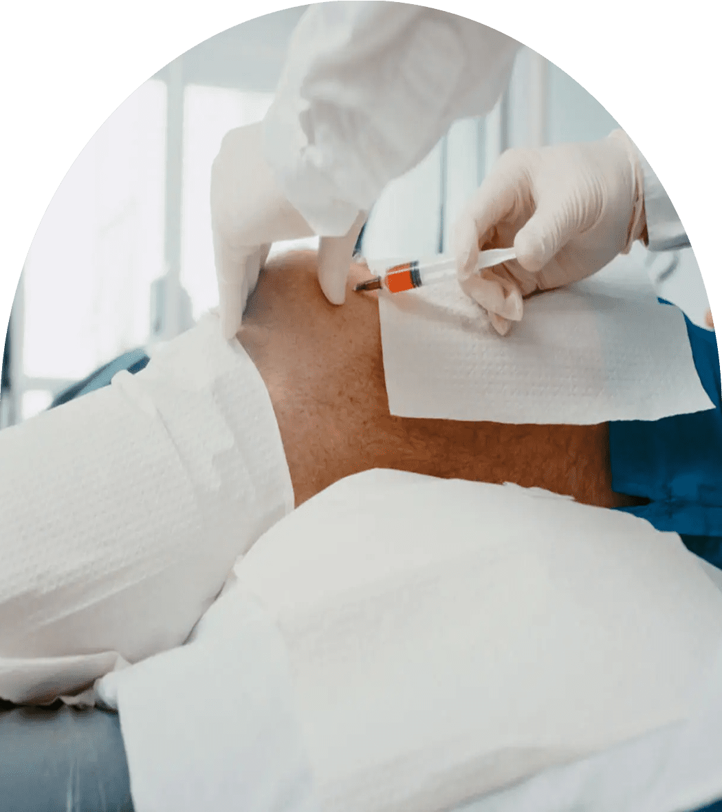 Medical injection into patient's neck