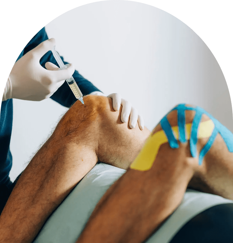 Knee injection while other knee taped